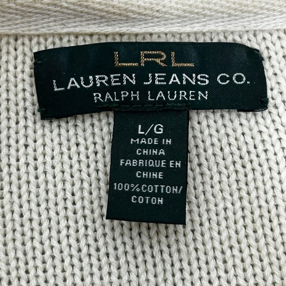 LRL Ralph Lauren Nautical Stripe Double Breasted Cardigan L 100% Cotton Preppy - Picture 4 of 11